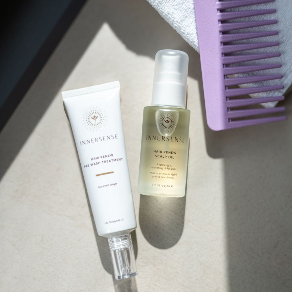 Innersense Renew Pre-Wash hoitoneste ja Scalp Oil hiusöljy