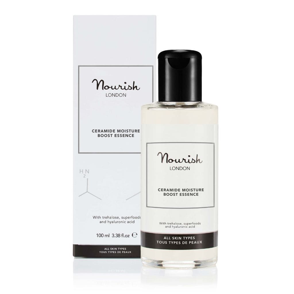 Nourish London Ceramide Moisture Boost Essence kasvovesi kuivalle, pintakuivalle ja ikääntyvälle iholle