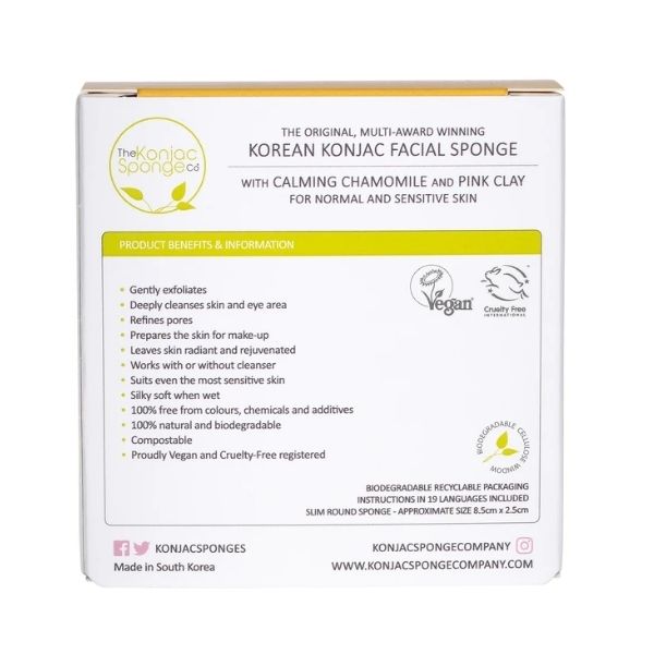 Aito ja alkuperäinen korealainen konjac sieni Mandala Chamomille & Pink Clay